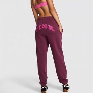 PINK Victoria's Secret Burgundy Sweatpants with Pink Logo